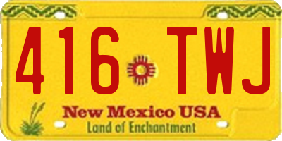 NM license plate 416TWJ