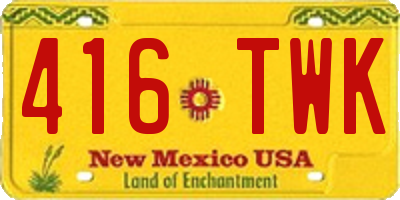 NM license plate 416TWK