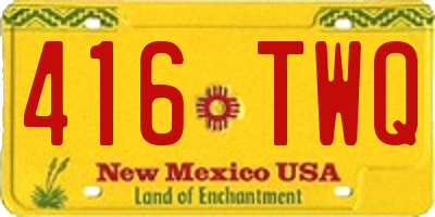 NM license plate 416TWQ