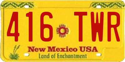 NM license plate 416TWR