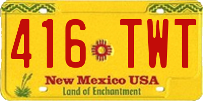 NM license plate 416TWT