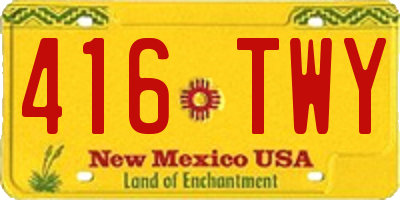 NM license plate 416TWY