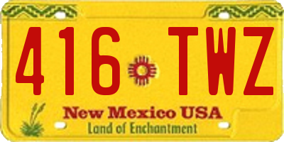 NM license plate 416TWZ