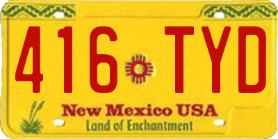 NM license plate 416TYD