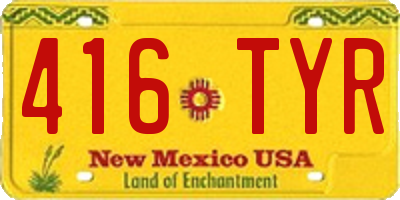 NM license plate 416TYR