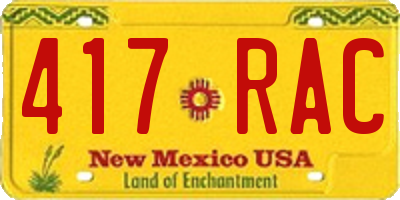 NM license plate 417RAC