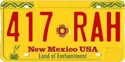 NM license plate 417RAH