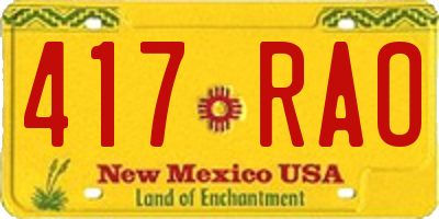NM license plate 417RAO