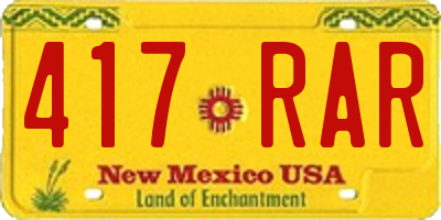 NM license plate 417RAR