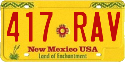 NM license plate 417RAV