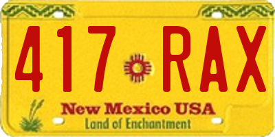 NM license plate 417RAX