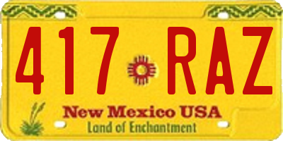 NM license plate 417RAZ