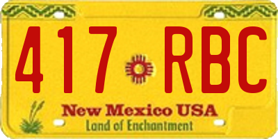 NM license plate 417RBC