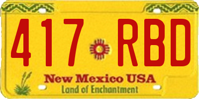NM license plate 417RBD