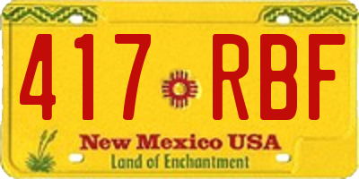 NM license plate 417RBF