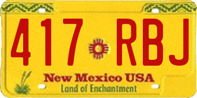 NM license plate 417RBJ