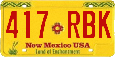 NM license plate 417RBK