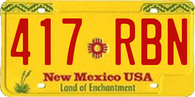 NM license plate 417RBN