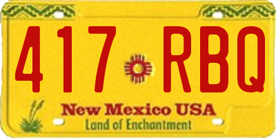 NM license plate 417RBQ