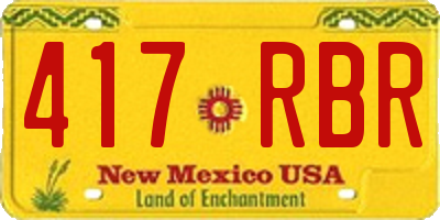 NM license plate 417RBR
