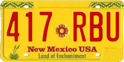 NM license plate 417RBU
