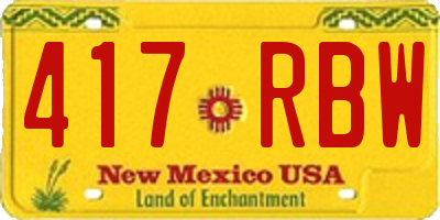 NM license plate 417RBW