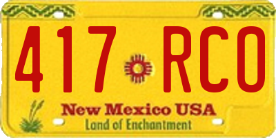 NM license plate 417RCO