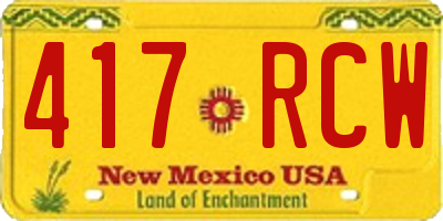 NM license plate 417RCW