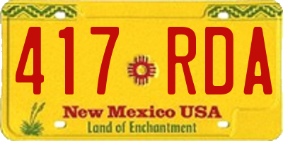 NM license plate 417RDA