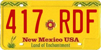 NM license plate 417RDF
