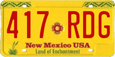 NM license plate 417RDG