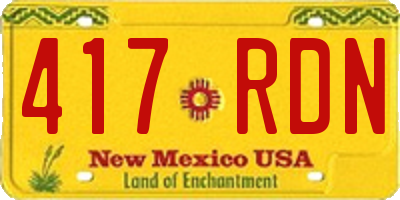 NM license plate 417RDN