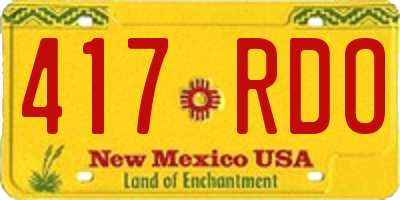 NM license plate 417RDO