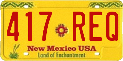 NM license plate 417REQ