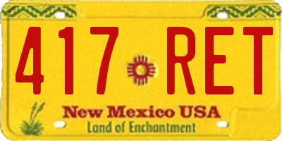 NM license plate 417RET