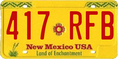 NM license plate 417RFB