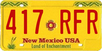 NM license plate 417RFR