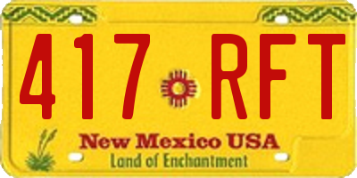 NM license plate 417RFT