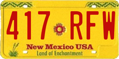 NM license plate 417RFW