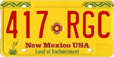 NM license plate 417RGC