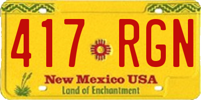 NM license plate 417RGN