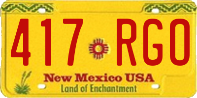 NM license plate 417RGO