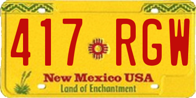 NM license plate 417RGW