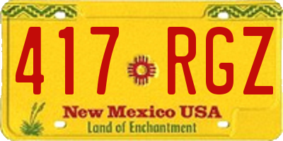 NM license plate 417RGZ