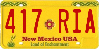 NM license plate 417RIA