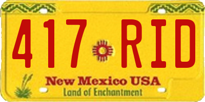 NM license plate 417RID