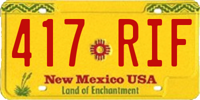 NM license plate 417RIF