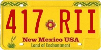 NM license plate 417RII