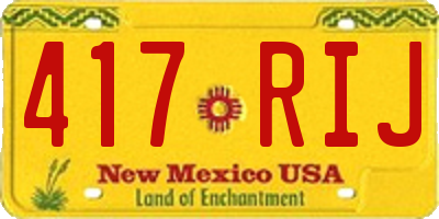 NM license plate 417RIJ