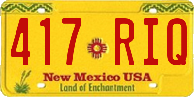 NM license plate 417RIQ